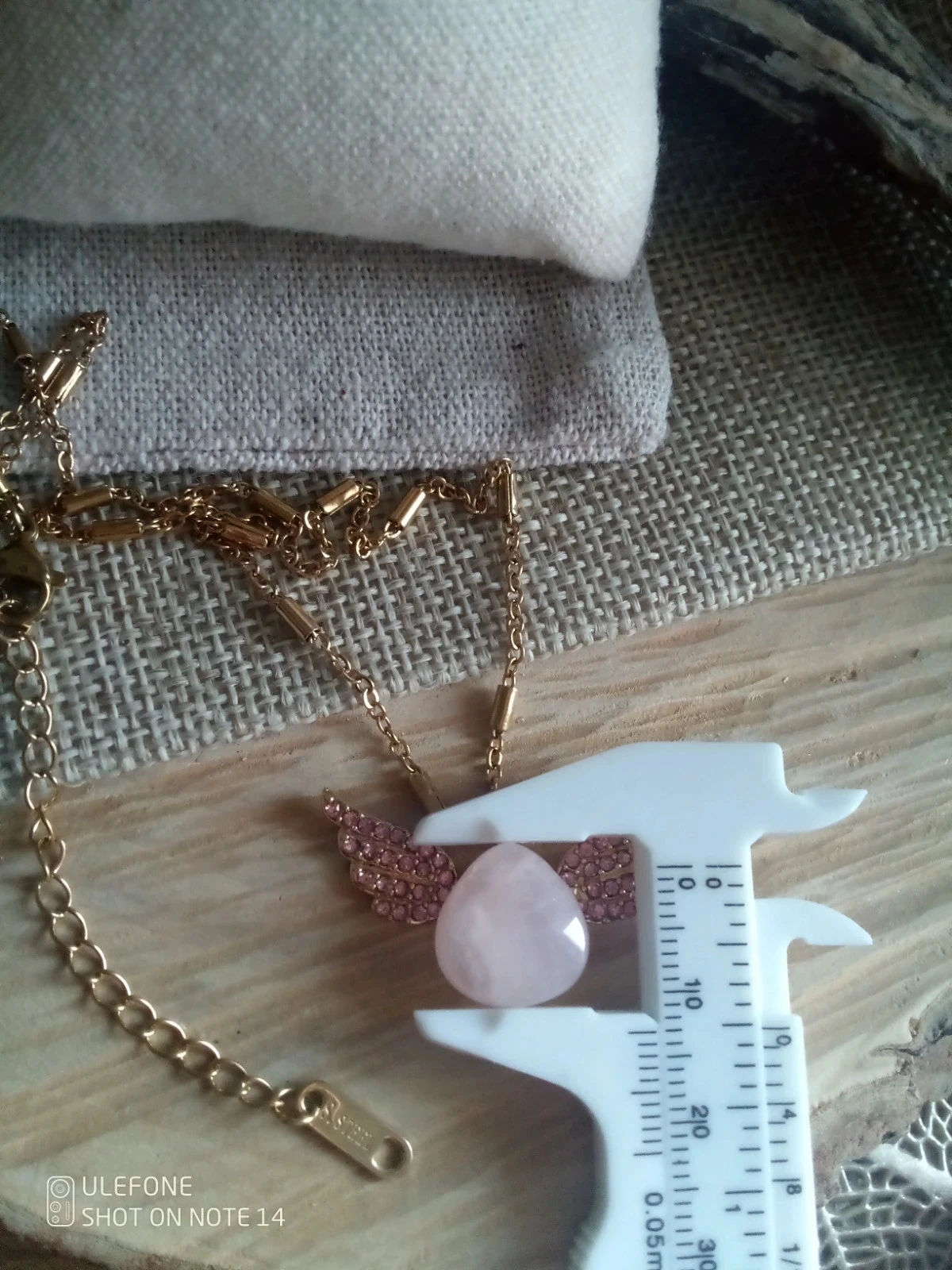 Collier met vleugels en roze kwarts steen – photo 3